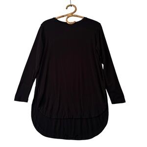 Ayrtight | Black Long Sleeve Curved‎ Hem Jersey Knit Tunic Size XS